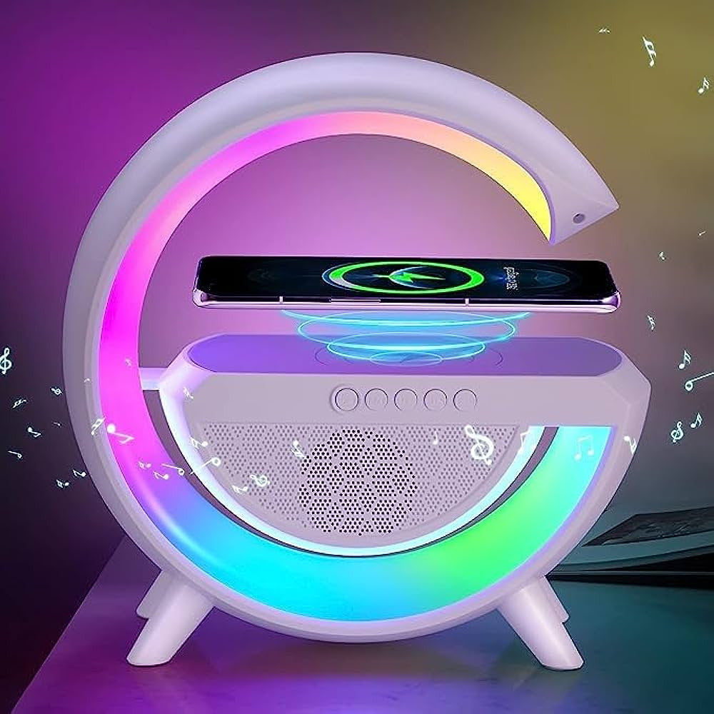 RGB LAMPA, BEZICNO PUNJENJE, Bluetooth ZVUCNIK 3u1