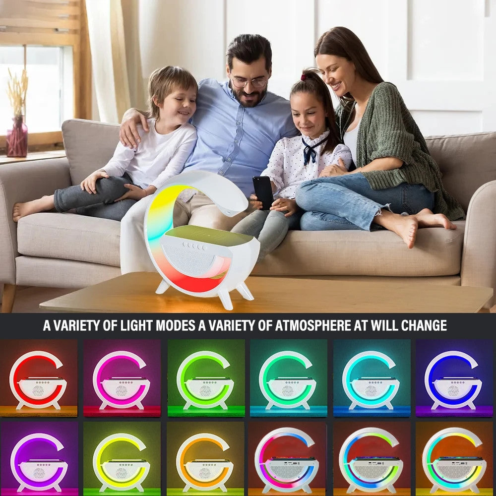 RGB LAMPA, BEZICNO PUNJENJE, Bluetooth ZVUCNIK 3u1