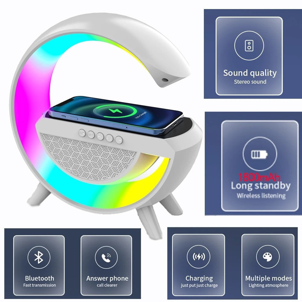 RGB LAMPA, BEZICNO PUNJENJE, Bluetooth ZVUCNIK 3u1