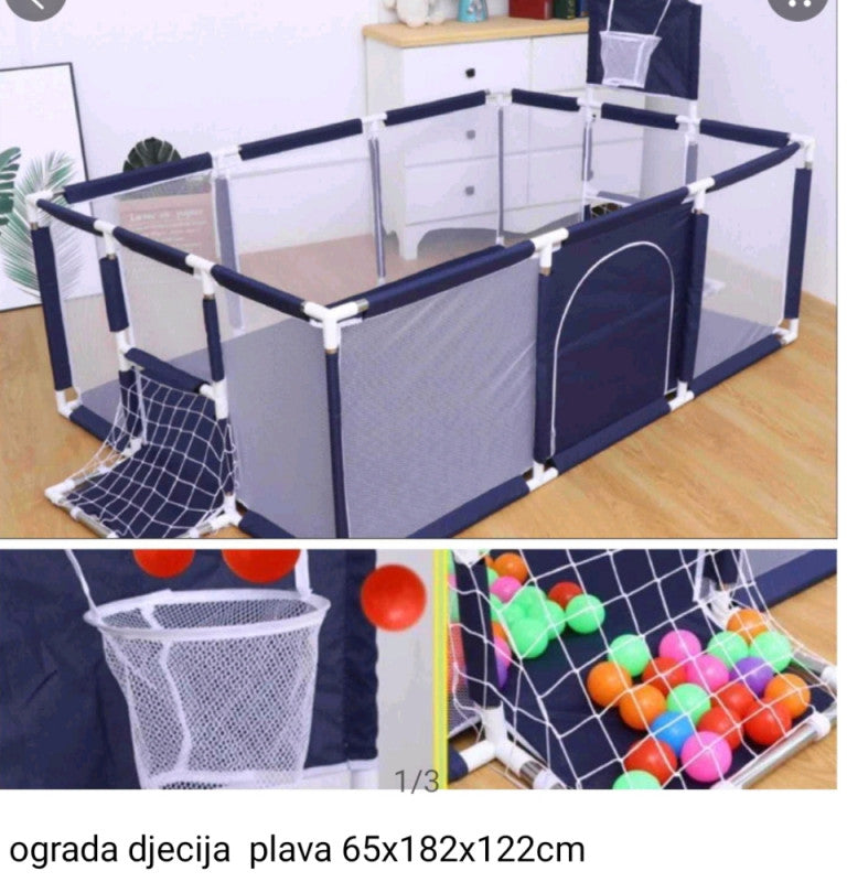 DJECIJA IGRAONICA OGRADA ZA DJECU BEBE OGRADICA PLAVA I CRVENA